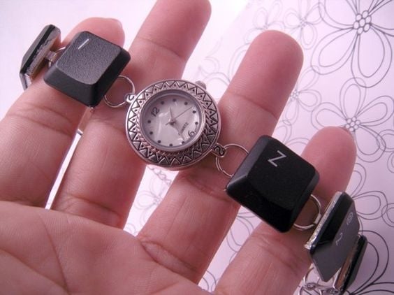 Black Computer Keyboard Key Watch GEEK NERD KITSCH by luv4sams, $38.00