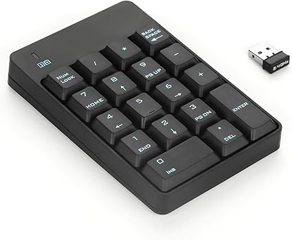 2.4G Numeric Keypad, Jelly Comb 18 Keys Wireless Silent Number Pad ...