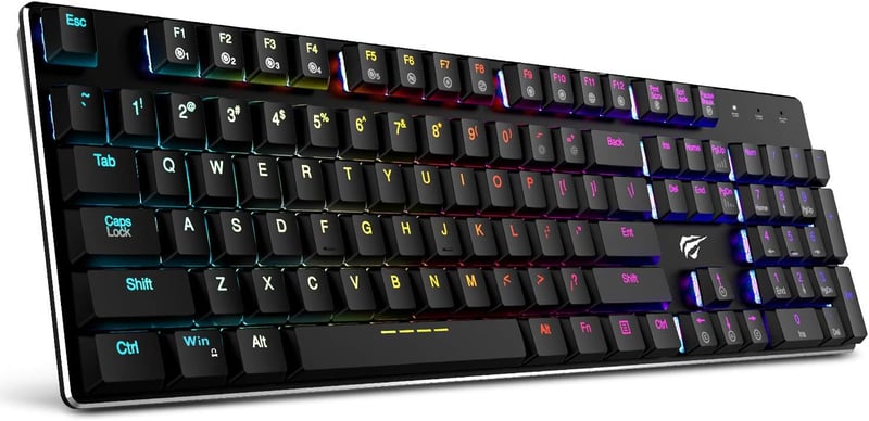 Amazon.com: Mechanical Keyboard HAVIT RGB Backlit Wired Gaming Keyboard Extra-Thin & Light, Kailh Latest Low Profile Blue Switches, 104 Keys N-Key Rollover HV-KB395L (Black): Computers & Accessories