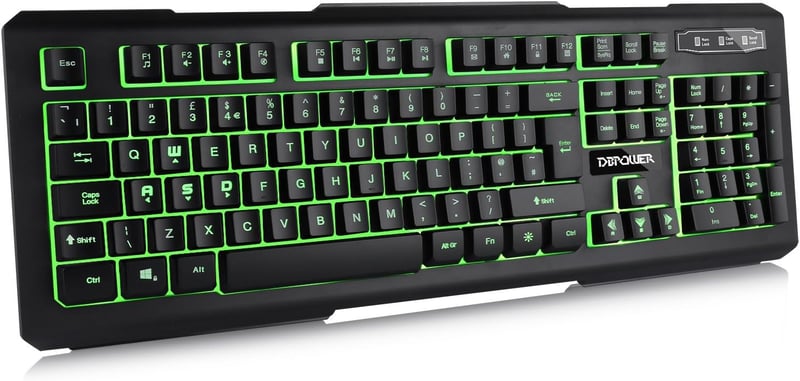 DBPOWER Rainbow LED Backlit Gaming Keyboard Mechanical Feeling USB ...