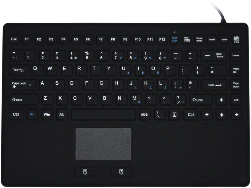 Medical Sealed IP-68 Silicone Touchpad Keyboard Black