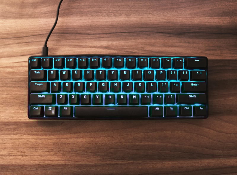 GK61, Hotswappable, Gateron Blue, PBT double-shot keycaps ...