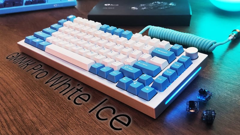 GMMK Pro White Ice Custom Keyboard Build - Akko Jelly Blacks + Kbdfans EPBT Doubleshot Blue & White - YouTube