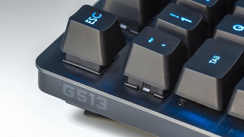 Close up of Logitech G512 Carbon
