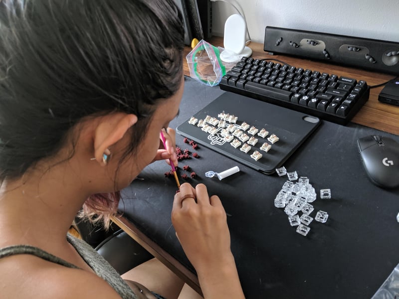 GF asked what I was doing. 10 minutes later she's lubing switches ...
